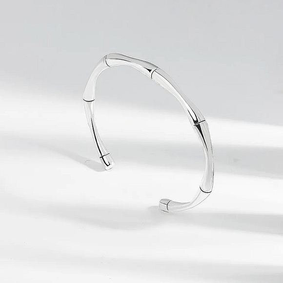 MEN | NEW Small Solid Bamboo S925 Adjustable Cuff Bracelet - Picture 12 of 16